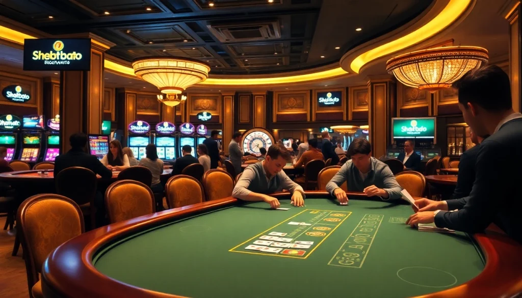 A thrilling blackjack scene at https://shbetb0.com/ casino, with players engaging in their game, illustrating the excitement.