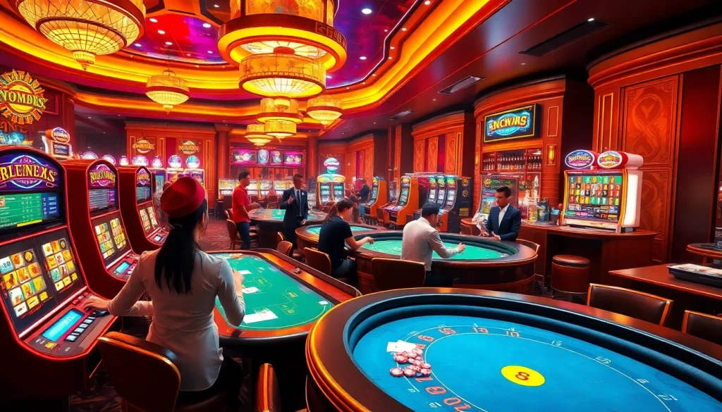 Experience the thrill of NOHU90 with lively casino gameplay featuring vibrant slot machines and exciting table games.