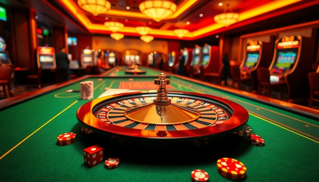 Experience the excitement at TG88 casino with players focused on a roulette wheel, surrounded by vibrant poker chips.